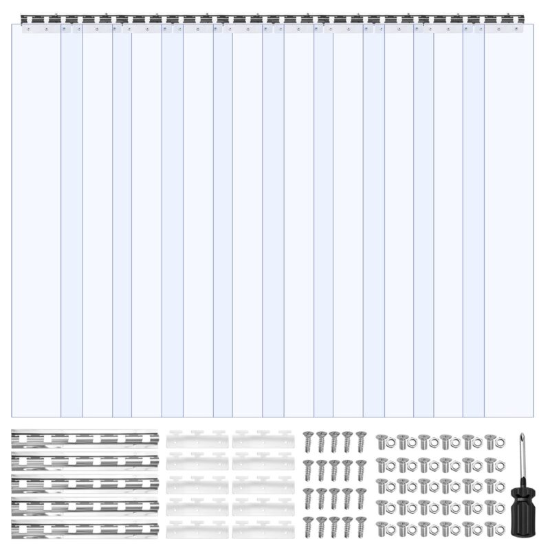Clear PVC Strip Curtain, 2,1 m kõrgus, 1,5 m laius, 2 mm paksus, 10 tk