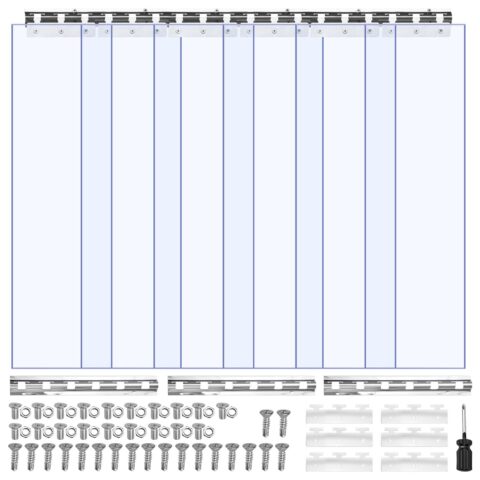 Clear PVC Strip Curtain, 2,1 m kõrgus, 0,96 m laius, 2 mm paksus, 6 tk