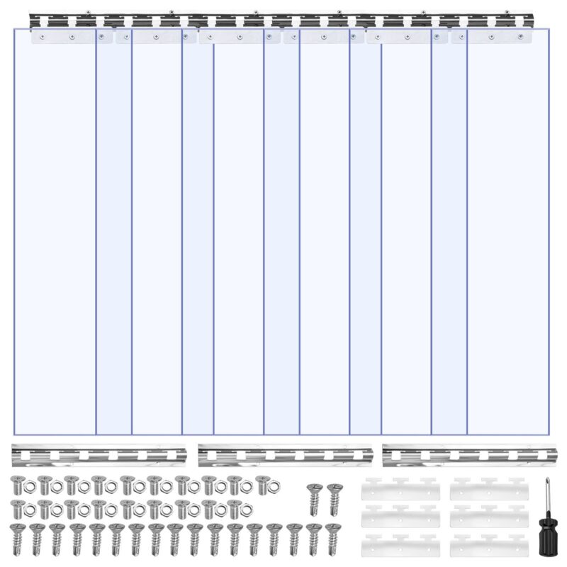 Clear PVC Strip Curtain, 2,1 m kõrgus, 0,96 m laius, 2 mm paksus, 6 tk