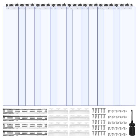 Clear PVC Strip Curtain, 2,1 m kõrgus, 1,2 m laius, 2 mm paksus, 8 tk