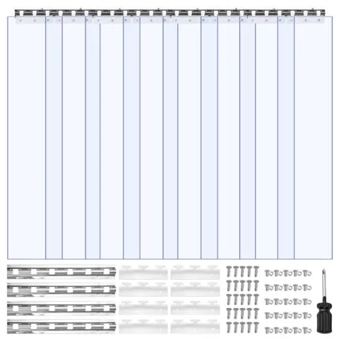 VEVOR Läbipaistev PVC ribakardin, 2,1 m kõrgus, 1,2 m laius, 2 mm paksus, 8 tk, 8,3 kg