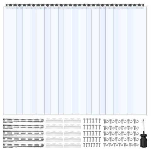 Clear PVC Strip Curtain, 2,4 m kõrgus, 1,5 m laius, 2 mm paksus, 10 tk
