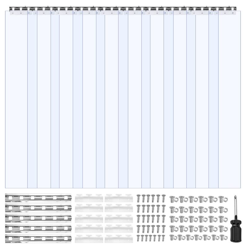 Clear PVC Strip Curtain, 2,4 m kõrgus, 1,5 m laius, 2 mm paksus, 10 tk