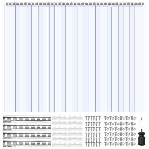 Clear PVC Strip Curtain, 2,1 m kõrgus, 1,8 m laius, 2 mm paksus, 12 tk