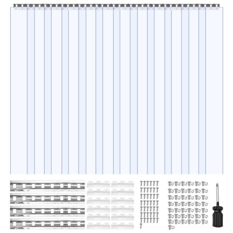 Clear PVC Strip Curtain, 2,4 m kõrgus, 2,1 m laius, 2 mm paksus, 14 tk