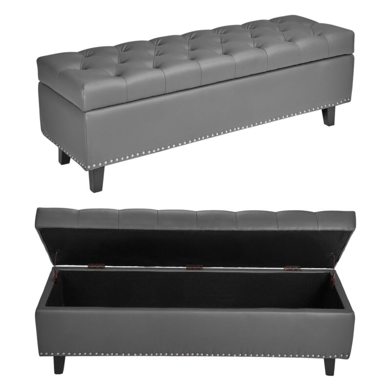Button-Tufted Storage Ottoman Bench, 300 kg, 136 kg, 415 x 1305 x 440 mm