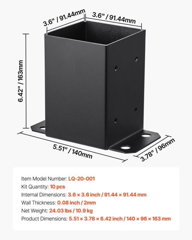 4x4 posti alus, 91,44 x 91,44 mm, 10 tk