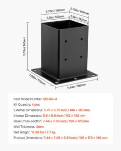 6x6 posti alus, 142 x 142 mm, 4 tk — pilt 7