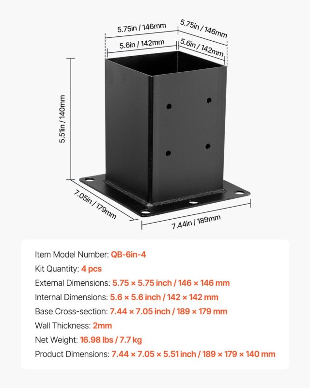 6x6 posti alus, 142 x 142 mm, 4 tk