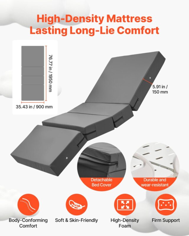VEVOR Premium 5-funktsiooniline täiselektriline haiglavood, 250 kg, 127 mm, 1950×900×150 mm
