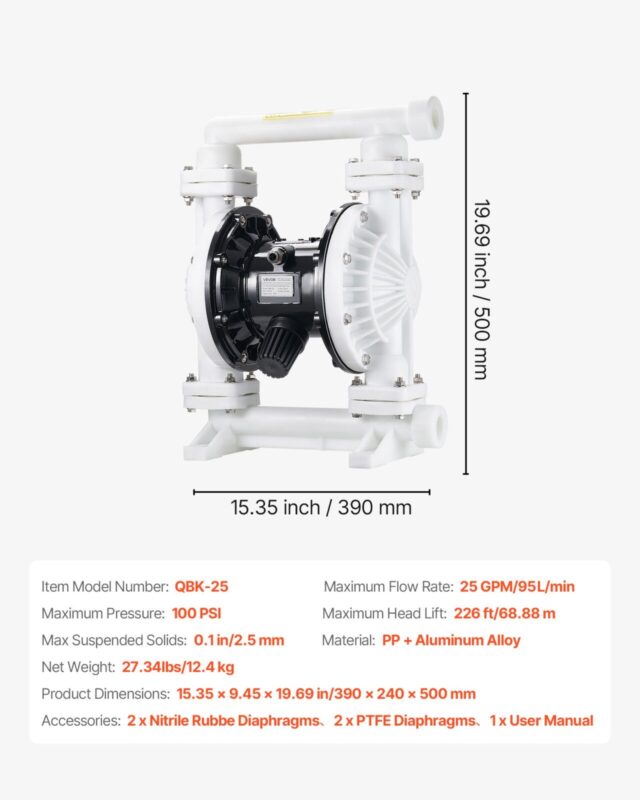 Suruõhuga töötav topeltmembraaniga pump, 95 L