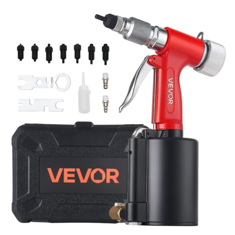 Pneumatic Rivet Nut Gun Kit with 8PCS SAE & Metric Gun Heads, 8 tk, 6,35 mm, 1216 kg