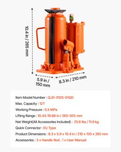 Õhk-hüdrauliline pudelitungraud, 12000 kg, 505 mm — pilt 7