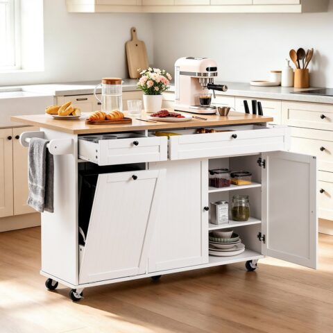 Kitchen Island Cart with Storage, 153 cm, 15 kg