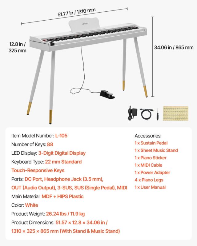 VEVOR Digitaalne klaver, 14,2 kg