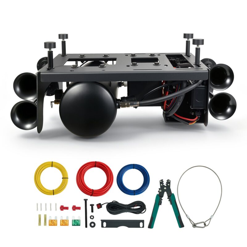 4-Trumpet Air Horn Kit with 10.3 bar 10L Air Compressor Tank, 10 L