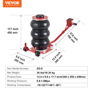 VEVOR Suruõhutungraud, 2994 kg, 450 mm, punane — pilt 7