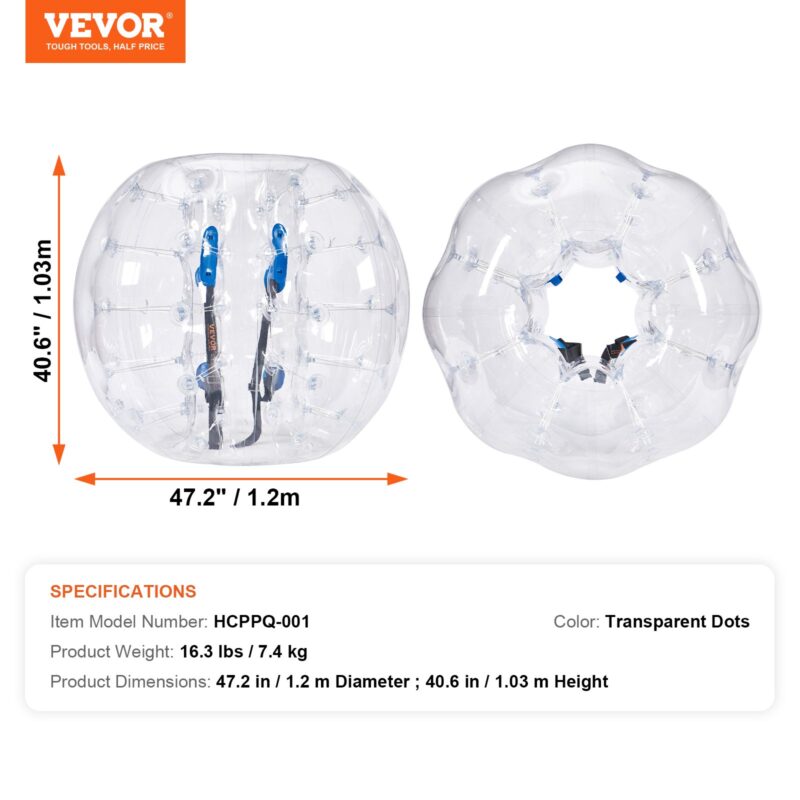 VEVOR Täispuhutav põrkerauapall 1-pakk, 1,22 m, 0,8 mm, 1 tk, 150 kg