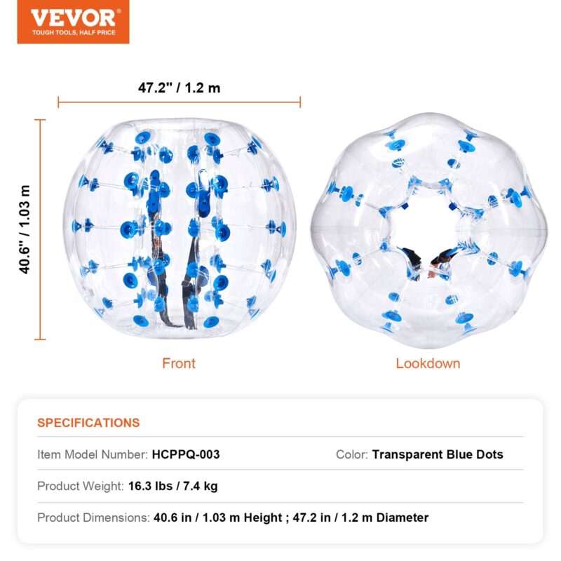 VEVOR Täispuhutav põrkerauapall 1-pakk, 1,22 m, 0,8 mm, 1 tk, 80 kg