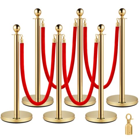 Stanchion Post with Velvet Rope, 1,52 m, 6 tk, 4 tk
