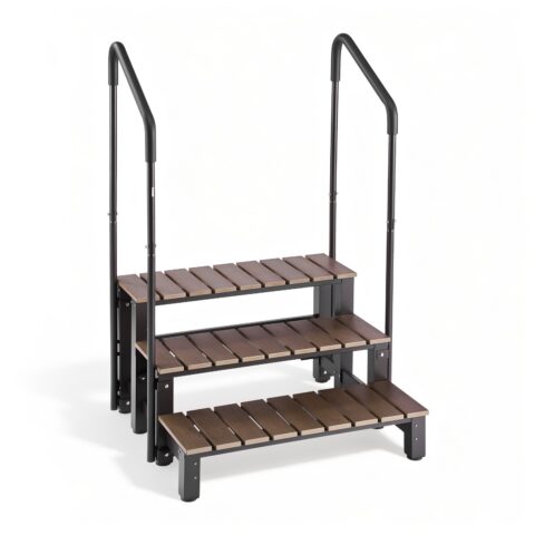 Hot Tub Steps with Handrail 3-Step Spa Outdoor Stairs 250 kg Capacity, 820 mm