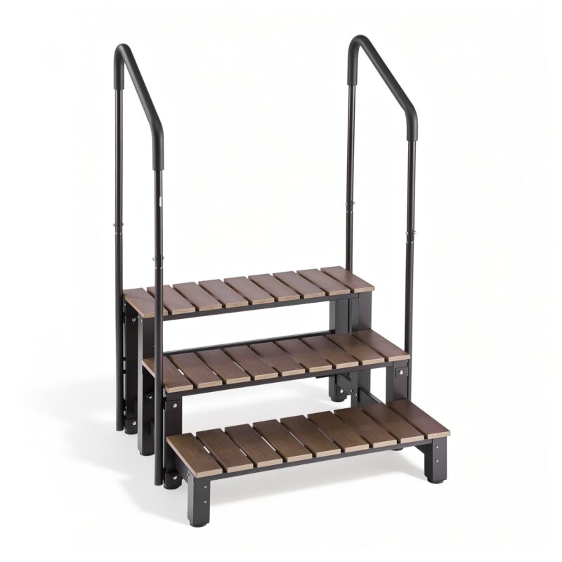 Hot Tub Steps with Handrail 3-Step Spa Outdoor Stairs 250 kg Capacity, 820 mm