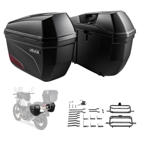 Motorcycle Side Case 46L (23L*2) Universal ABS Motorcycle Saddle Case, 46 L