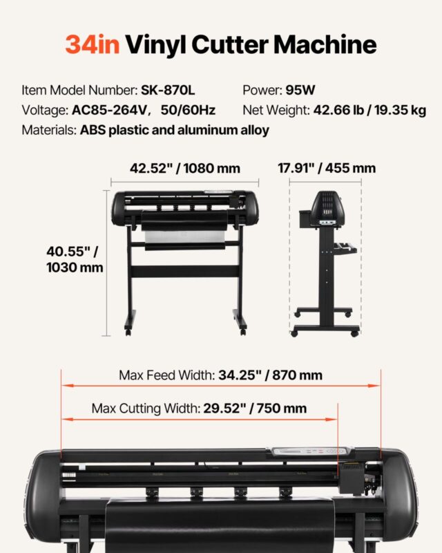 VEVOR Vinüüllõikur, 870 mm, 35 kg