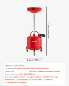 VEVOR 30L õlijäätmete tühjenduspaak, 30 L, 470×450×1460 mm — pilt 7