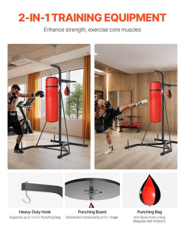 VEVOR 2-ühes poksikoti alus, 63,5 kg, 132×114×201 cm