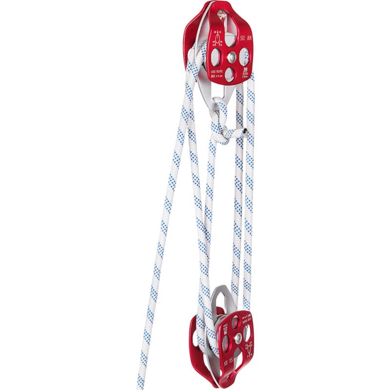 Twin Sheave Block and Tackle 12 mm 30.48-60.96 m Twin Sheave Block with Braid Rope
