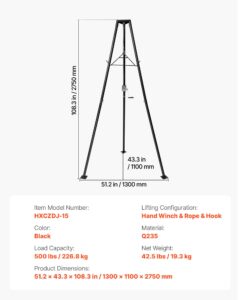 VEVORi statiiviga hirvetõstuk, 226,8 kg, 227 kg — pilt 7