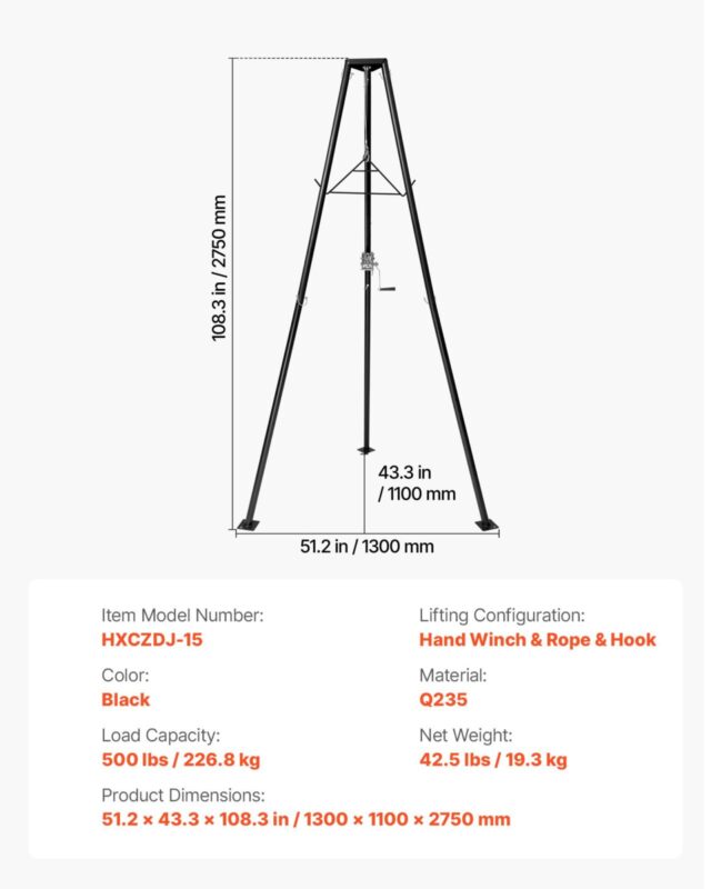 VEVORi statiiviga hirvetõstuk, 226,8 kg, 227 kg