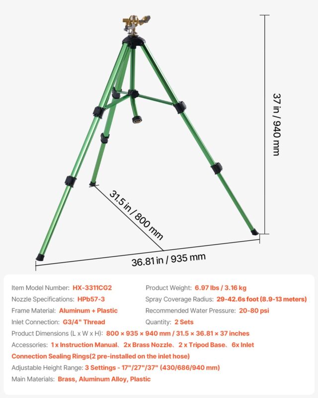 Lööksprinkler statiivialusel, 1,91 cm