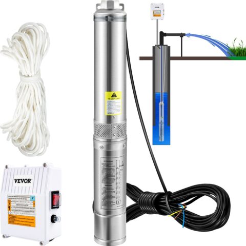 Deep Well Submersible Pump, 370 W, 110 L, 44 m, 10,2 cm