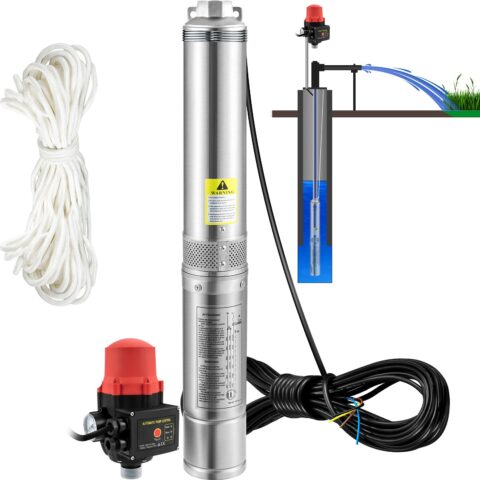 Deep Well Submersible Pump, 550 W, 50 L, 89 m, 8,2 cm
