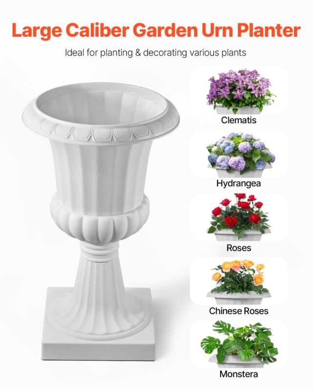 VEVOR Plastmassist urnist lillepotid, 40 x 67 cm, 2 tk, valge