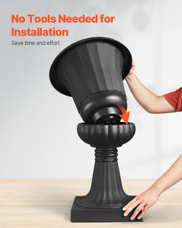 VEVOR Plastmassist urnist lillepotid, 40 x 67 cm, 2 tk, must