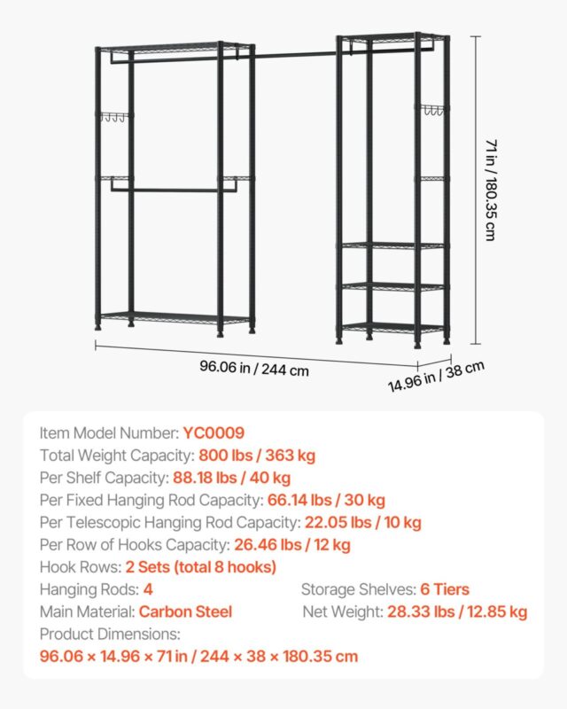 VEVOR Riidepuuriiul, 40 kg, 363 kg, 05 cm