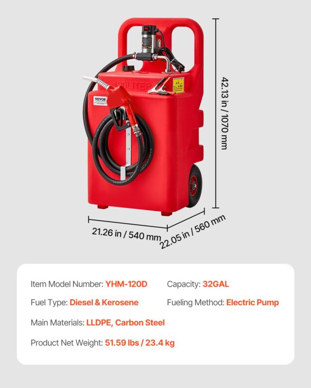 Diislikütuse ümberlaadimispaak, 121 L, 3,96 m