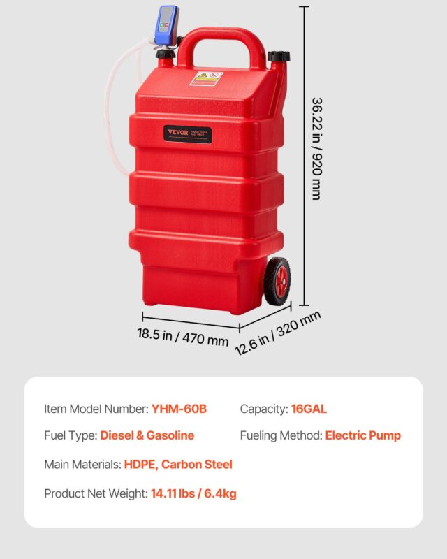 Kütusekanister, 60,6 L, 1,22 m