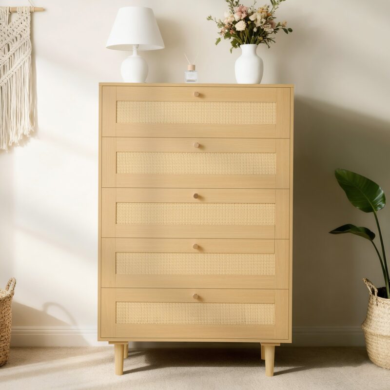 5 Drawer Rattan Dresser, 13,61 kg, 17,8 cm, 30 kg