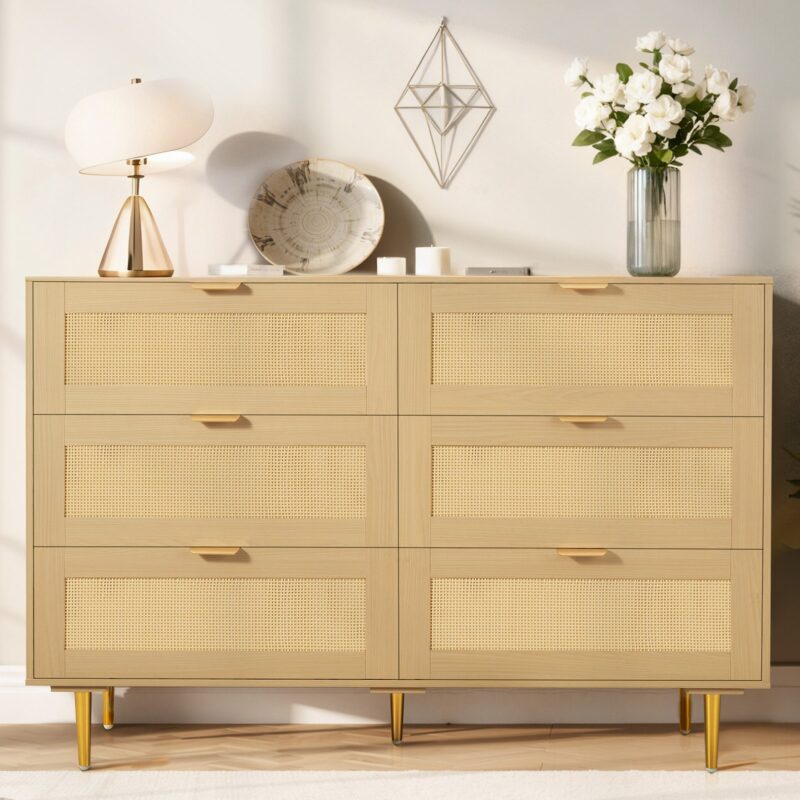 6 Drawer Rattan Dresser, 30 kg, 22,2 cm