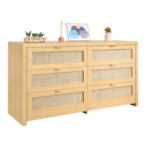 6 Drawer Rattan Dresser, 10 kg, 22 cm, 91 kg