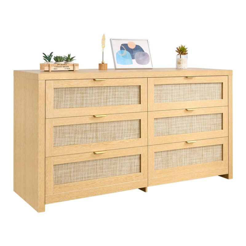 6 Drawer Rattan Dresser, 10 kg, 22 cm, 91 kg