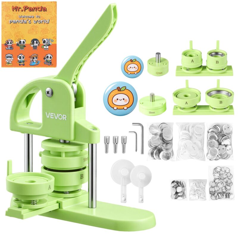 Button Maker Machine 3.17 cm/32/58 mm Plastic Pin Maker Green, 3,17 cm, 200 tk