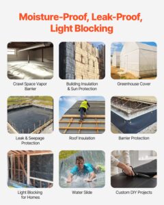 VEVOR 10 Mil plastkattega vastupidav 10' x 100', mustvalge — pilt 4