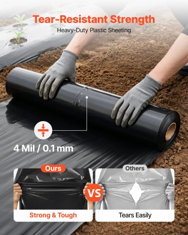 0,1 mm plastkile 3,05 x 30,48 m must vastupidav polüetüleen