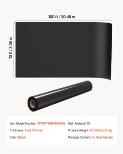 0,1 mm plastkile 3,05 x 30,48 m must vastupidav polüetüleen — pilt 7