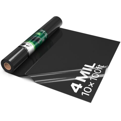 0.1 mm Plastic Sheeting 3.05 x 30.48 m Black Heavy Duty Polyethylene, 0,1 mm